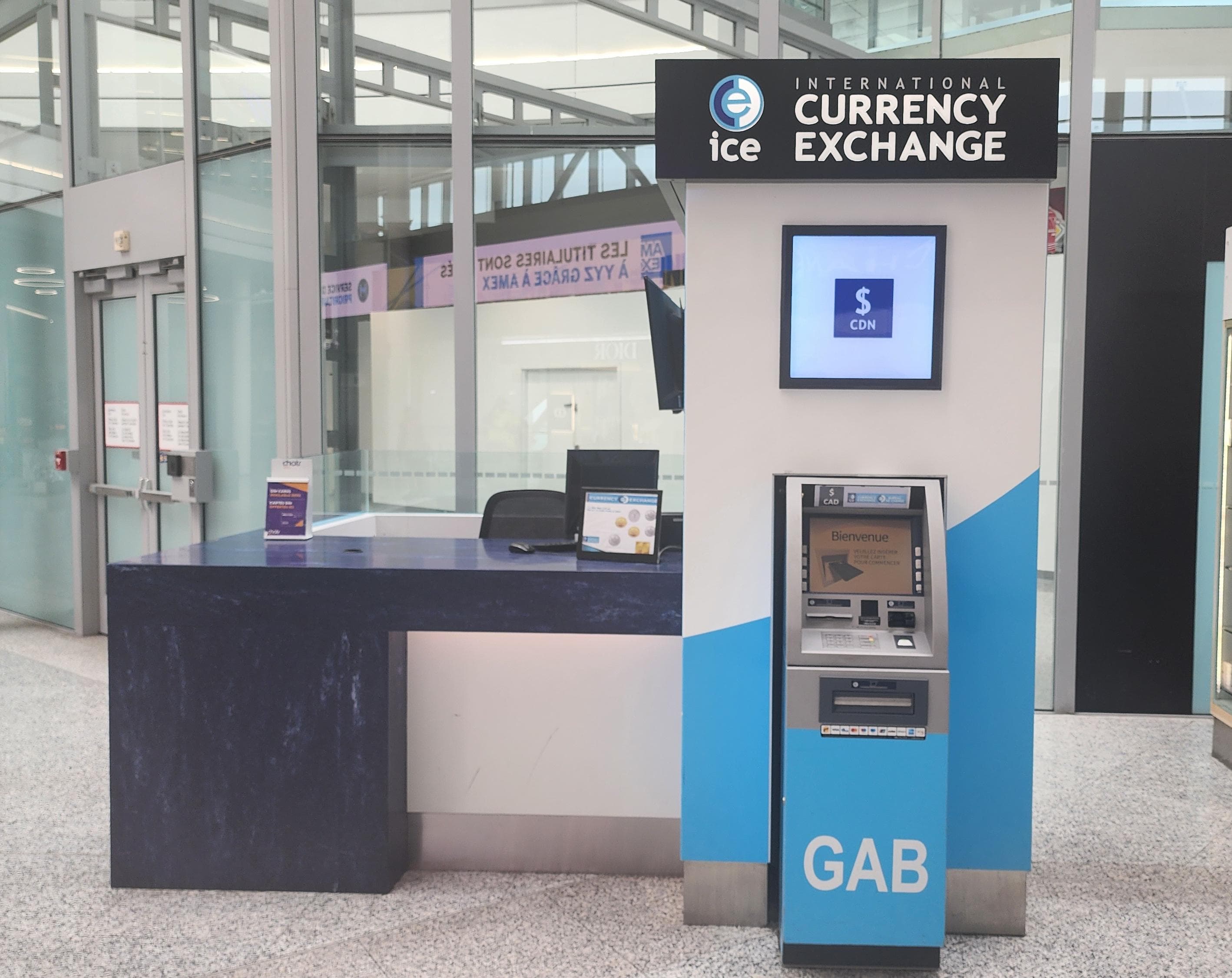 ICE Currency Exchange after security at Toronto Pearson International Airport YYZ Terminal 1 domestic gates