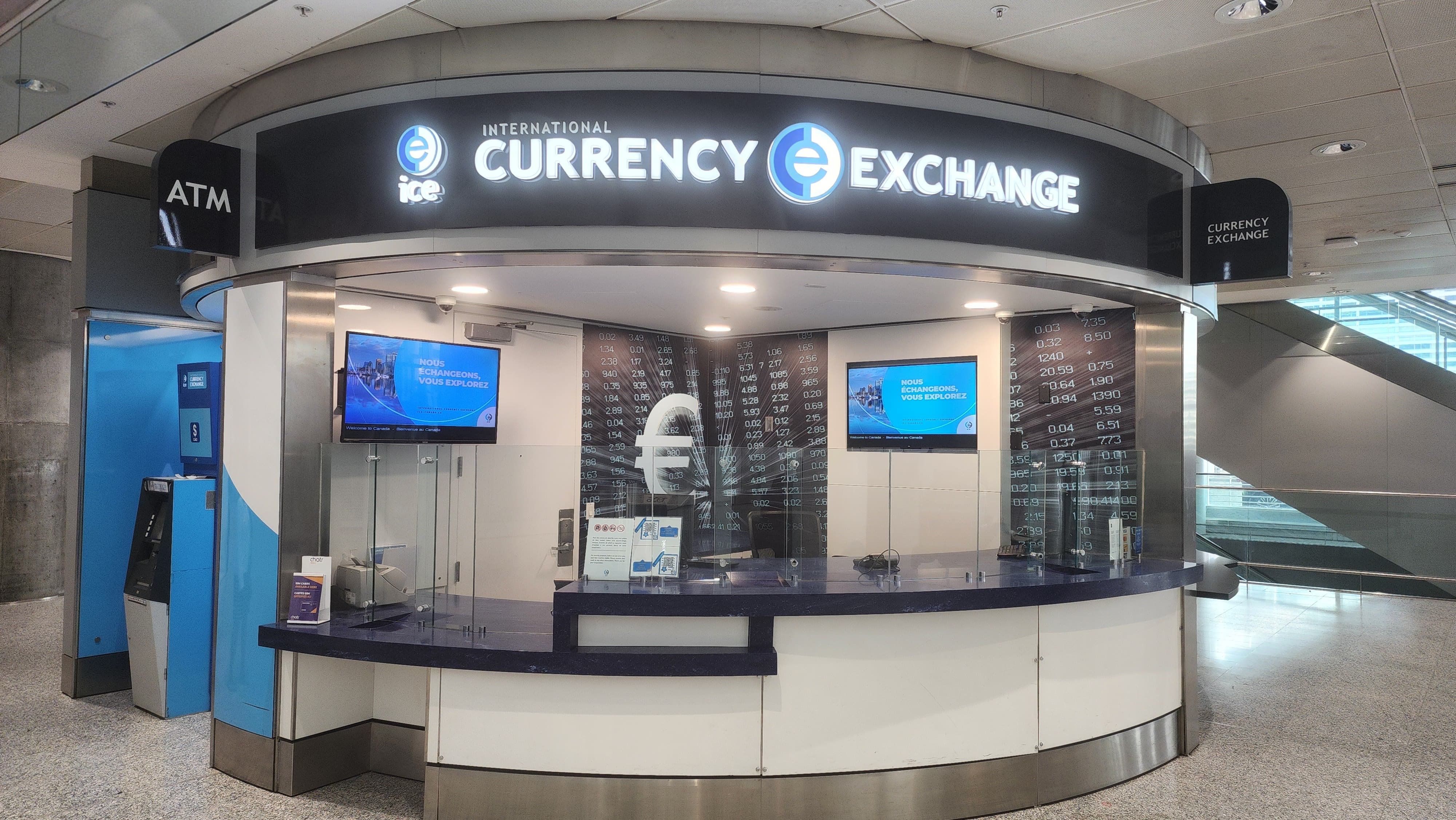 ICE Currency Exchange before security at Toronto Pearson International Airport YYZ Terminal 1 arrivals Level 1