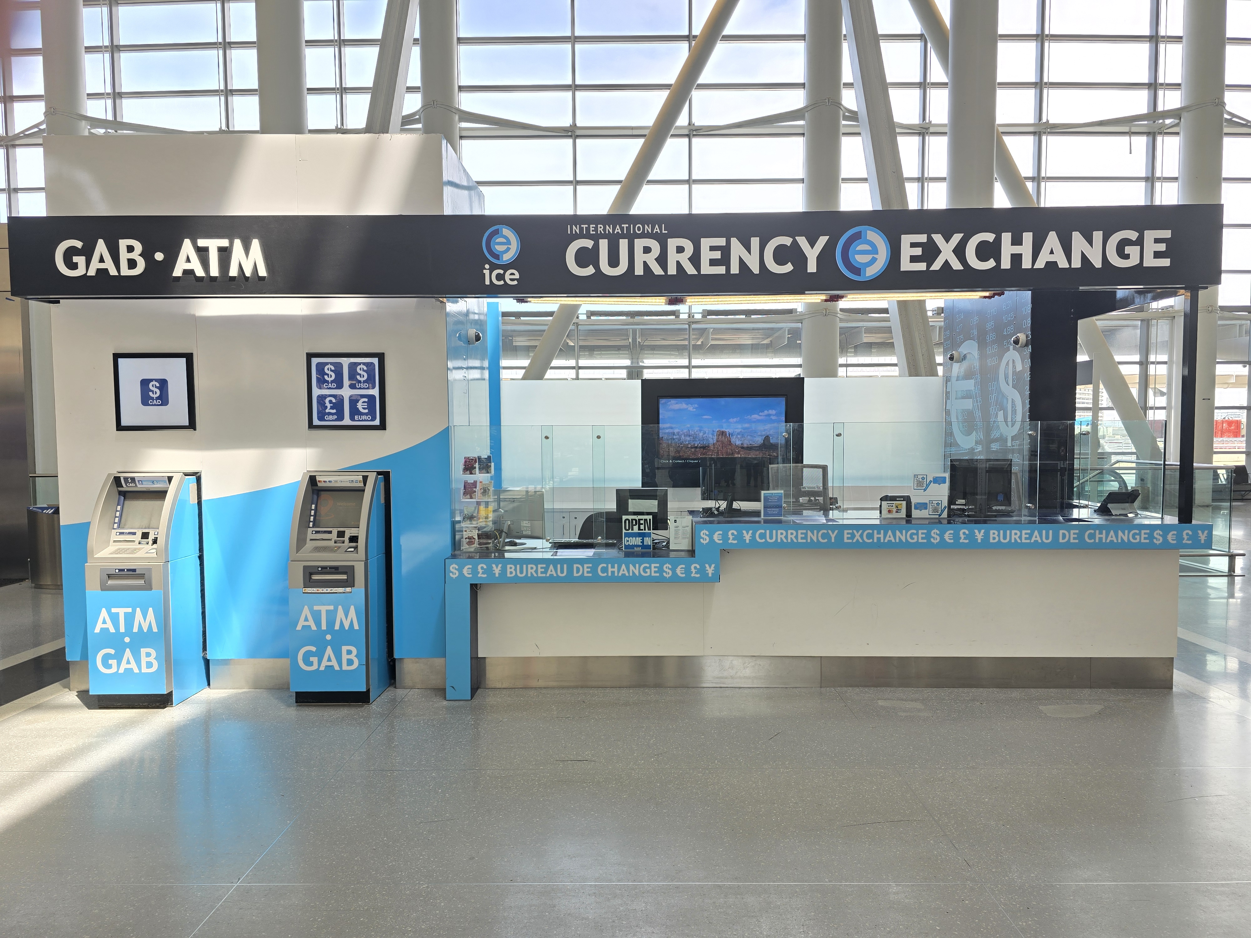 ICE Currency Exchange before security at Toronto Pearson International Airport YYZ Terminal 1 departures