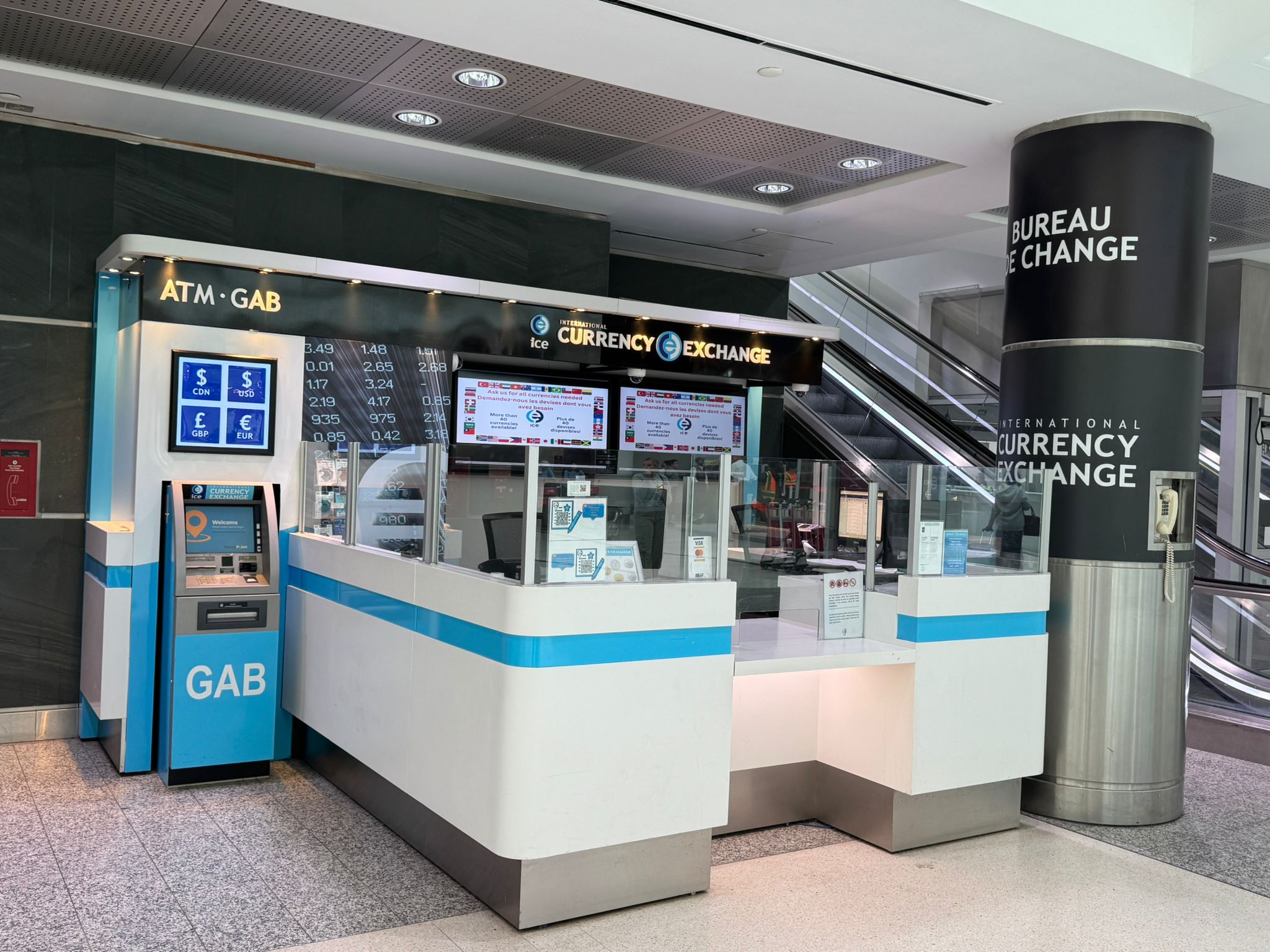 ICE Currency Exchange before security at Toronto Pearson International Airport YYZ Terminal 3 departures