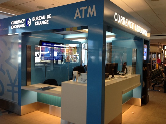 ICE Currency Exchange pre-security at Edmonton International Airport YEG arrivals Gate 9