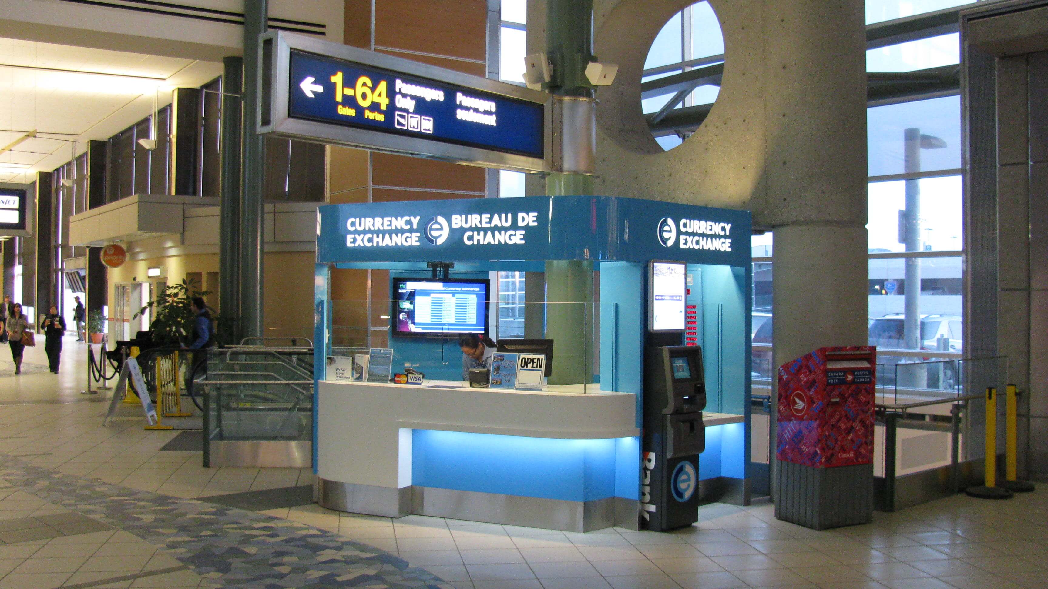 ICE Currency Exchange pre-security at Edmonton International Airport YEG domestic departures Door 28