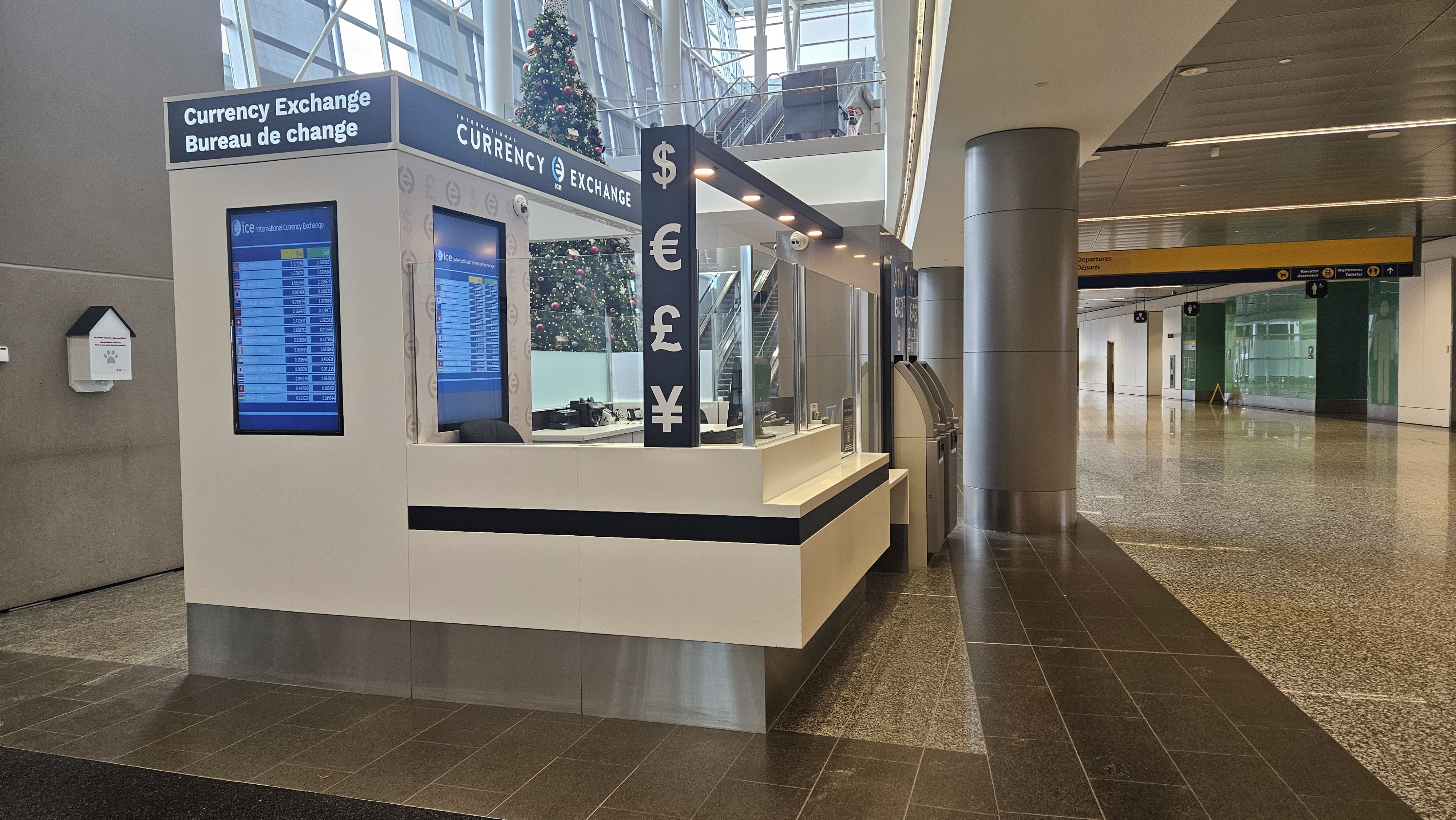 ICE International Currency Exchange kiosk near international arrivals Calgary airport